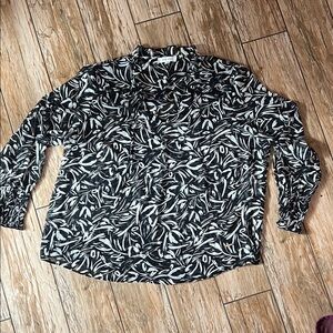 Women's Blue and White Sheer Patterned Shirt